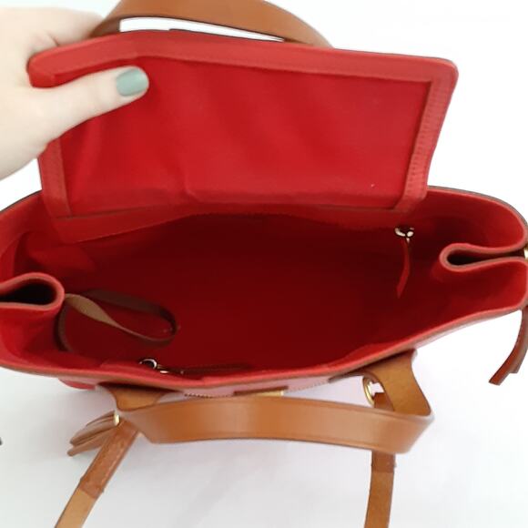 Dooney & Bourke Morgan Satchel Red Handbag Saffiano Leather Shoulder Bag Cognac - Picture 9 of 15